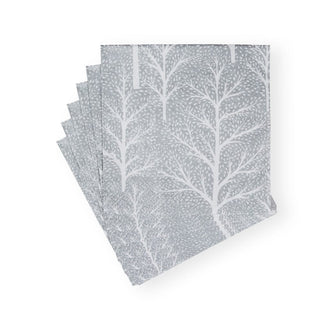 Caspari Winter Trees Silver & White Luncheon Napkins - 20 Per Package 17671L
