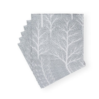 Caspari Winter Trees Silver/White Napkin Luncheon 17671L