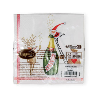 Caspari Santa Splash Cocktail Napkins - 20 Per Package 17700C