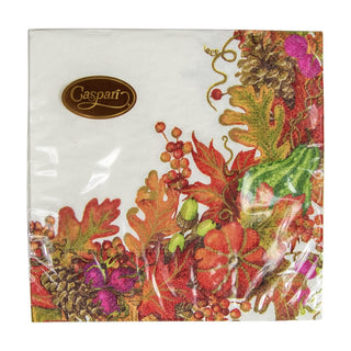 Caspari Harvest Garland White Napkin Cocktail 17710C
