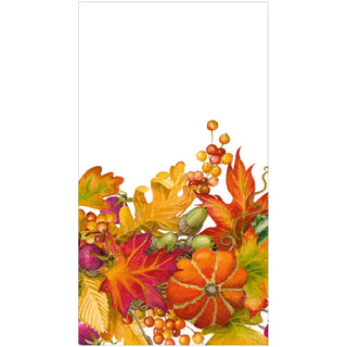 Caspari Harvest Garland White Guest Towel 17710G