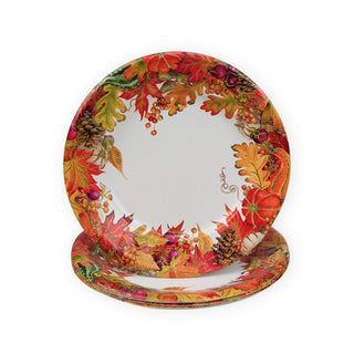 Caspari Harvest Garland White Salad/Dessert Plates 17710SP