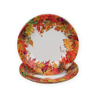 Caspari Harvest Garland White Salad & Dessert Plates - 8 Per Package 17710SP