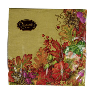 Caspari Harvest Garland Gold Napkin Cocktail 17711C