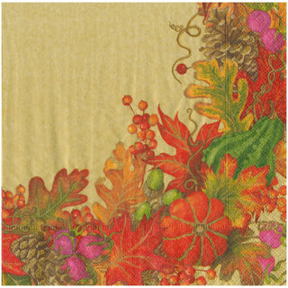 Caspari Harvest Garland Gold Napkin Dinner 17711D