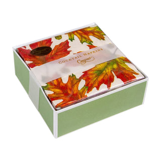 Caspari Autumn Hues White  Napkin Box Cocktail - 40 per box 17720B