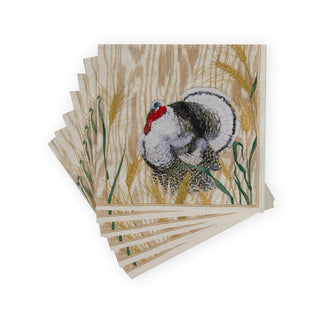 Caspari Homestead Turkey Taupe Napkin Cocktail 17730C