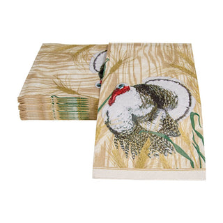 Caspari Homestead Turkey Taupe Guest Towel 17730G