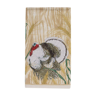 Caspari Homestead Turkey Taupe Guest Towel 17730G