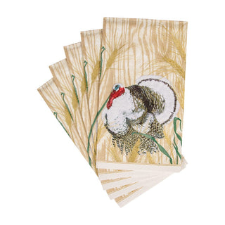 Caspari Homestead Turkey Taupe Guest Towel 17730G