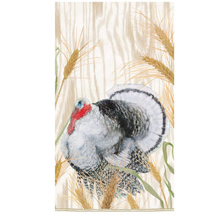 Caspari Homestead Turkey Taupe Guest Towel 17730G