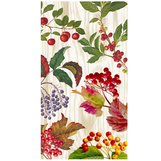 Caspari Berry Botanical Taupe Guest Towel 17740G