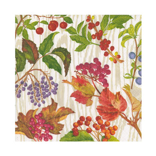 Caspari Berry Botanical Taupe Napkin Luncheon 17740L