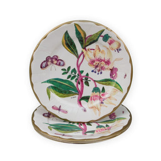 Caspari Porcelain Blooms Ivory Dinner Plates - 8 Per Package 17760DP