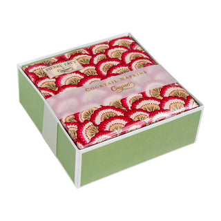 Caspari Pontchartrain Scallop Red  Napkin Box Cocktail - 40 per box 17790B