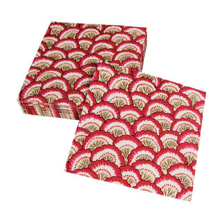 Caspari Pontchartrain Scallop Red Napkin Cocktail 17790C