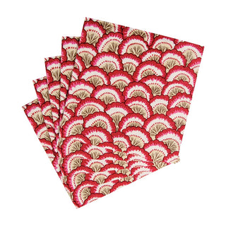Caspari Pontchartrain Scallop Red Napkin Cocktail 17790C