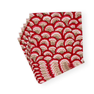 Caspari Pontchartrain Scallop Red Napkin Luncheon 17790L
