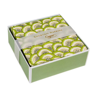 Caspari Pontchartrain Scallop Green  Napkin Box Cocktail - 40 per box 17792B