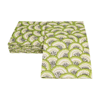 Caspari Pontchartrain Scallop Green Guest Towel 17792G