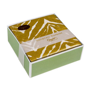 Caspari Go Wild White/Gold  Napkin Box Cocktail - 40 per box 17801B