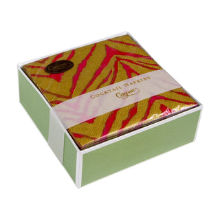 Caspari Go Wild Fuchsia/Gold  Napkin Box Cocktail - 40 per box 17802B