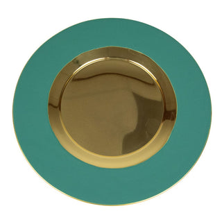 Caspari Turquoise Plate Charger with Gold Interior 17843