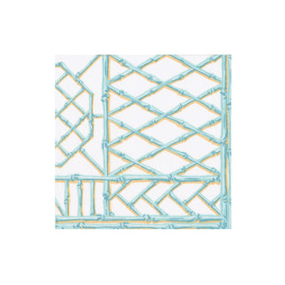 Caspari Bamboo Screen Robin's Egg-Ppr Linen Napkin Box Cocktail-Airlaid 17880B