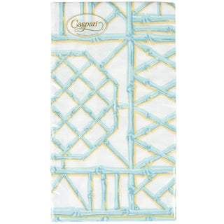 Caspari Bamboo Screen Robin's Egg-Ppr Linen Guest Towels Airlaid - 12 In 17880GG