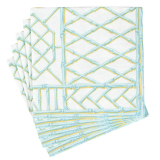 Caspari Bamboo Screen Robin's Egg-Ppr Linen Napkin Airlaid Luncheon-15 In 17880LG