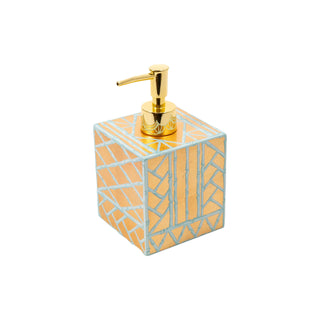 Caspari Bamboo Screen Robin's Egg Lacquer Soap Dispenser 17880LQSOAP