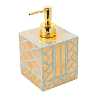 Caspari Bamboo Screen Robin's Egg Lacquer Soap Dispenser 17880LQSOAP