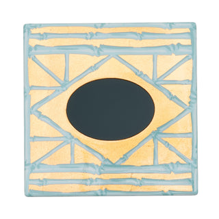Caspari Bamboo Screen Robin's Egg Square Lacquer Tissue Box Cover 17880LQSQTIS