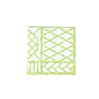 Caspari Bamboo Screen Moss Green Paper Linen Cocktail Napkins - 15 Per Package 17881CG