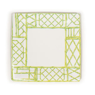 Caspari Bamboo Screen Moss Green  Sq Dinner Plates Square 17881DP