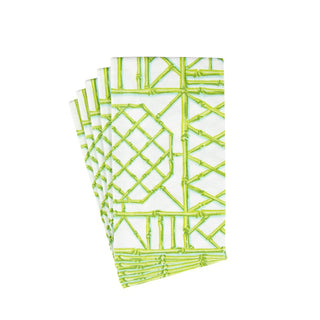 Caspari Bamboo Screen Moss Green Paper Linen Guest Towel Napkins - 12 Per Package 17881GG