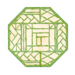 Caspari Bamboo Screen Moss Green Octagonal Lacquer Placemat 17881LQPMOCT