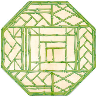 Caspari Bamboo Screen Moss Green Octagonal Lacquer Placemat 17881LQPMOCT
