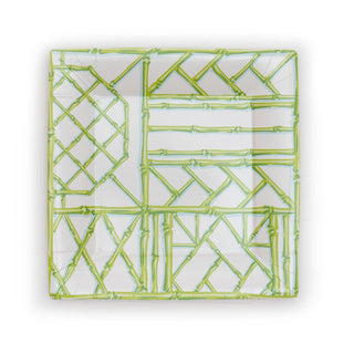 Caspari Bamboo Screen Moss Green  Sq Salad/Dessert Plates Square 17881SP