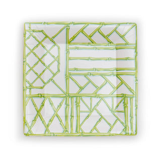 Caspari Bamboo Screen Moss Green  Sq Salad/Dessert Plates Square 17881SP