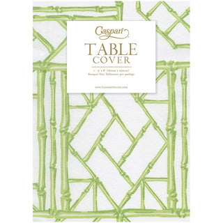 Caspari Bamboo Screen Moss Green Paper Linen Tablecover 5.2'x8.2' 17881TCL