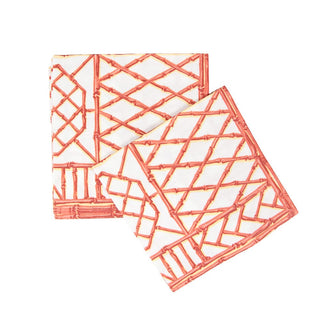 Caspari Bamboo Screen Coral Paper Linen Dinner Napkins - 12 Per Package 17882DG