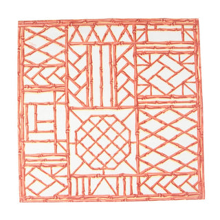 Caspari Bamboo Screen Coral-Paper Linen Napkin Airlaid Dinner-12 In 17882DG