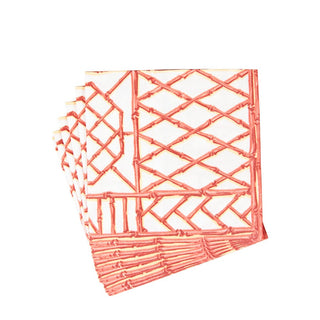 Caspari Bamboo Screen Coral-Paper Linen Napkin Airlaid Dinner-12 In 17882DG