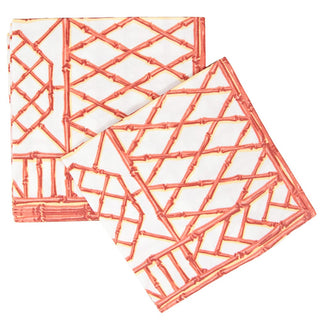 Caspari Bamboo Screen Coral-Paper Linen Napkin Airlaid Dinner-12 In 17882DG