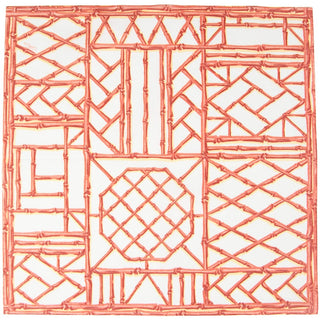 Caspari Bamboo Screen Coral-Paper Linen Napkin Airlaid Dinner-12 In 17882DG