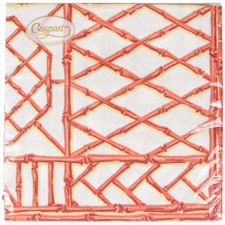 Caspari Bamboo Screen Coral-Paper Linen Napkin Airlaid Dinner-12 In 17882DG