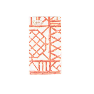 Caspari Bamboo Screen Coral Paper Linen Guest Towel Napkins - 12 Per Package 17882GG