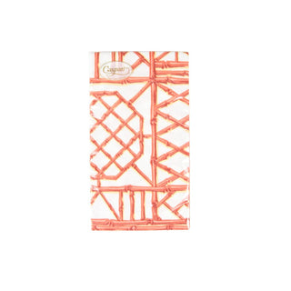 Caspari Bamboo Screen Coral-Paper Linen Guest Towels Airlaid - 12 In 17882GG