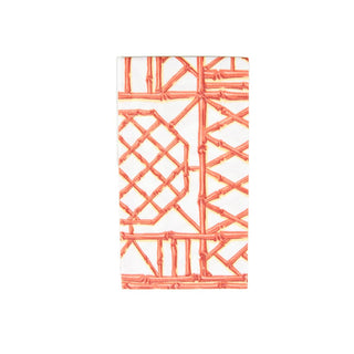 Caspari Bamboo Screen Coral-Paper Linen Guest Towels Airlaid - 12 In 17882GG